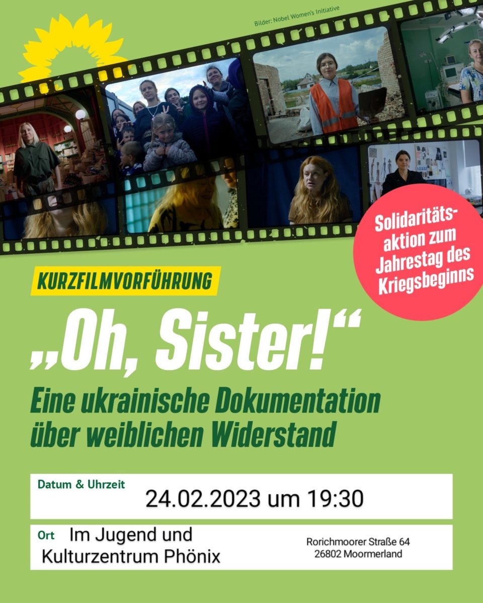 Kurzfilmvorführung „Oh, Sister!“ zum Jahrestag des Kriegsbeginns